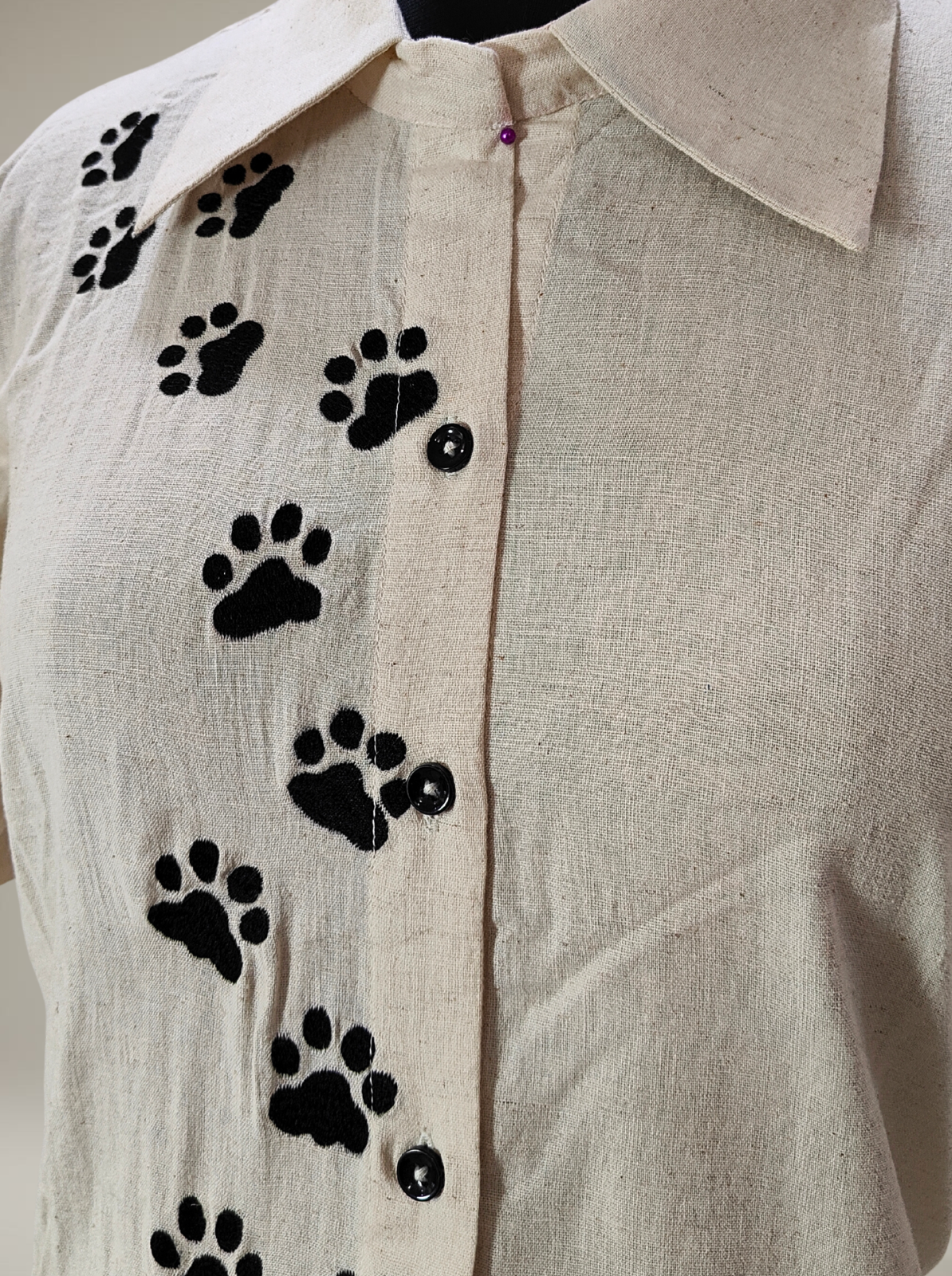 Beige with black cat